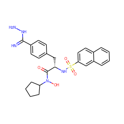 N=C(NN)c1ccc(C[C@H](NS(=O)(=O)c2ccc3ccccc3c2)C(=O)N(O)C2CCCC2)cc1 ZINC000027720504