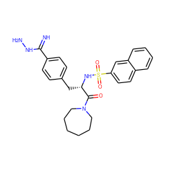 N=C(NN)c1ccc(C[C@H](NS(=O)(=O)c2ccc3ccccc3c2)C(=O)N2CCCCCC2)cc1 ZINC000027714129