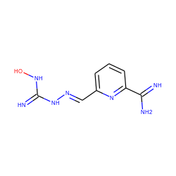 N=C(NO)N/N=C/c1cccc(C(=N)N)n1 ZINC000013861132