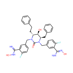 N=C(NO)c1cc(CN2C(=O)N(Cc3ccc(F)c(/C(N)=N/O)c3)[C@H](Cc3ccccc3)[C@H](O)[C@H]2CCc2ccccc2)ccc1F ZINC000027093568