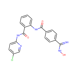 N=C(NO)c1ccc(C(=O)Nc2ccccc2C(=O)Nc2ccc(Cl)cn2)cc1 ZINC000040893661