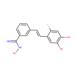 N=C(NO)c1cccc(/C=C/c2cc(O)c(O)cc2F)c1 ZINC001772620560