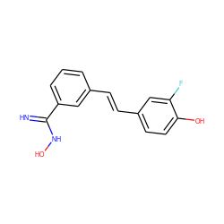 N=C(NO)c1cccc(/C=C/c2ccc(O)c(F)c2)c1 ZINC001772599982