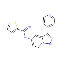 N=C(Nc1ccc2[nH]cc(-c3ccncc3)c2c1)c1cccs1 ZINC000034805992