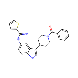 N=C(Nc1ccc2[nH]cc(C3CCN(C(=O)c4ccccc4)CC3)c2c1)c1cccs1 ZINC000034805988