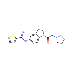 N=C(Nc1ccc2c(c1)CCN2C(=O)CN1CCCC1)c1cccs1 ZINC000095563796