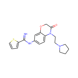 N=C(Nc1ccc2c(c1)OCC(=O)N2CCN1CCCC1)c1cccs1 ZINC000113971546