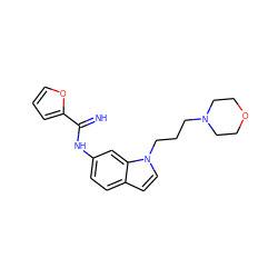 N=C(Nc1ccc2ccn(CCCN3CCOCC3)c2c1)c1ccco1 ZINC000034804358