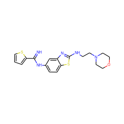 N=C(Nc1ccc2sc(NCCN3CCOCC3)nc2c1)c1cccs1 ZINC000028818913