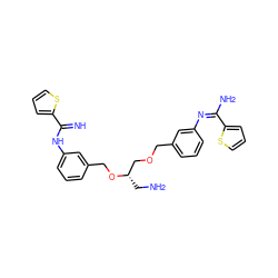 N=C(Nc1cccc(CO[C@@H](CN)COCc2cccc(/N=C(/N)c3cccs3)c2)c1)c1cccs1 ZINC000098208576