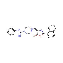 N=C(Nc1ccccc1)N1CCN(/C=C2/N=C(c3cccc4ccccc34)OC2=O)CC1 ZINC000101009007