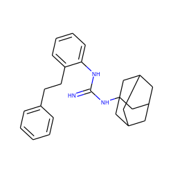 N=C(Nc1ccccc1CCc1ccccc1)NC12CC3CC(CC(C3)C1)C2 ZINC000026482402