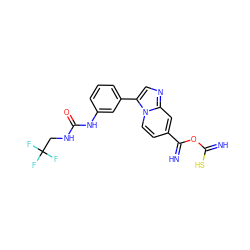 N=C(S)OC(=N)c1ccn2c(-c3cccc(NC(=O)NCC(F)(F)F)c3)cnc2c1 ZINC000145032051