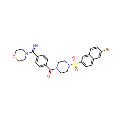 N=C(c1ccc(C(=O)N2CCN(S(=O)(=O)c3ccc4cc(Br)ccc4c3)CC2)cc1)N1CCOCC1 ZINC000026172720