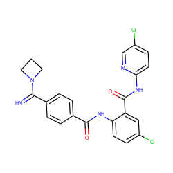 N=C(c1ccc(C(=O)Nc2ccc(Cl)cc2C(=O)Nc2ccc(Cl)cn2)cc1)N1CCC1 ZINC000040403057