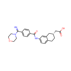 N=C(c1ccc(C(=O)Nc2ccc3c(c2)C[C@H](CC(=O)O)CC3)cc1)N1CCOCC1 ZINC000003951488