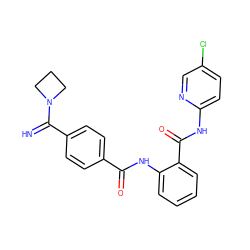 N=C(c1ccc(C(=O)Nc2ccccc2C(=O)Nc2ccc(Cl)cn2)cc1)N1CCC1 ZINC000040973619