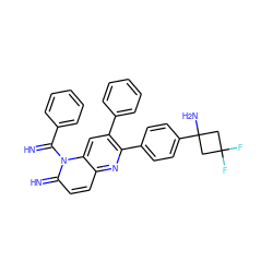 N=C(c1ccccc1)n1c(=N)ccc2nc(-c3ccc(C4(N)CC(F)(F)C4)cc3)c(-c3ccccc3)cc21 ZINC000100627942