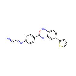 N=C/C=N/c1ccc(C(=O)Nc2cc(-c3cccs3)ccc2N)cc1 ZINC000049803514