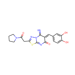 N=C1/C(=C/c2ccc(O)c(O)c2)C(=O)N=C2SC(CC(=O)N3CCCC3)=NN12 ZINC000005215476