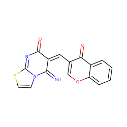 N=C1/C(=C\c2coc3ccccc3c2=O)C(=O)N=C2SC=CN12 ZINC000005339262