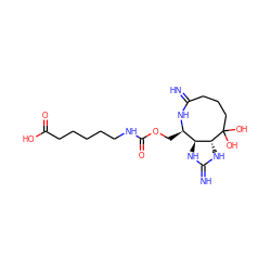 N=C1CCCC(O)(O)[C@@H]2NC(=N)N[C@H]2[C@@H](COC(=O)NCCCCCC(=O)O)N1 ZINC001772635904