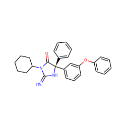 N=C1N[C@@](c2ccccc2)(c2cccc(Oc3ccccc3)c2)C(=O)N1C1CCCCC1 ZINC000103243692