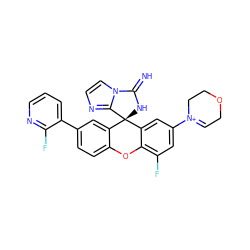 N=C1N[C@@]2(c3cc(-c4cccnc4F)ccc3Oc3c(F)cc([N+]4=CCOCC4)cc32)c2nccn21 ZINC001772625009