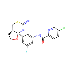 N=C1N[C@@]2(c3cc(F)cc(NC(=O)c4ccc(Cl)cn4)c3)OCC[C@H]2CS1 ZINC001772646381