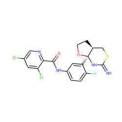 N=C1N[C@@]2(c3cc(NC(=O)c4ncc(Cl)cc4Cl)ccc3F)OCC[C@H]2CS1 ZINC001772622947