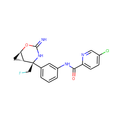 N=C1N[C@](CF)(c2cccc(NC(=O)c3ccc(Cl)cn3)c2)[C@@H]2C[C@H]2O1 ZINC000473194842