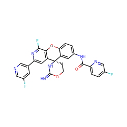 N=C1N[C@]2(CCO1)c1cc(NC(=O)c3ccc(F)cn3)ccc1Oc1c2cc(-c2cncc(F)c2)nc1F ZINC001772618204