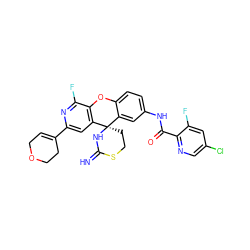 N=C1N[C@]2(CCS1)c1cc(NC(=O)c3ncc(Cl)cc3F)ccc1Oc1c2cc(C2=CCOCC2)nc1F ZINC001772603222