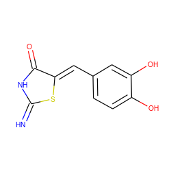 N=C1NC(=O)/C(=C/c2ccc(O)c(O)c2)S1 ZINC000003029861