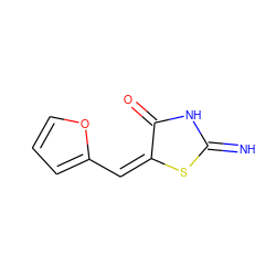 N=C1NC(=O)/C(=C\c2ccco2)S1 ZINC000004357465