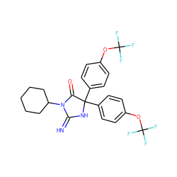 N=C1NC(c2ccc(OC(F)(F)F)cc2)(c2ccc(OC(F)(F)F)cc2)C(=O)N1C1CCCCC1 ZINC000103243781