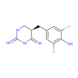 N=C1NC[C@@H](Cc2cc(Cl)c(N)c(Cl)c2)C(=N)N1 ZINC000013757692