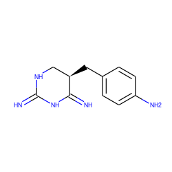 N=C1NC[C@@H](Cc2ccc(N)cc2)C(=N)N1 ZINC000013757728