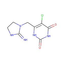 N=C1NCCN1Cc1[nH]c(=O)[nH]c(=O)c1Cl ZINC000000021565