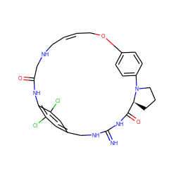 N=C1NCc2cc(Cl)c(c(Cl)c2)NC(=O)CNC/C=C/COc2ccc(cc2)N2CCC[C@H]2C(=O)N1 ZINC000473155270