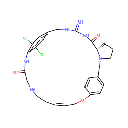 N=C1NCc2cc(Cl)c(c(Cl)c2)NC(=O)CNCC/C=C/COc2ccc(cc2)N2CCC[C@H]2C(=O)N1 ZINC000473154561