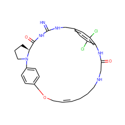 N=C1NCc2cc(Cl)c(c(Cl)c2)NC(=O)CNCCC/C=C/COc2ccc(cc2)N2CCC[C@H]2C(=O)N1 ZINC000473159198