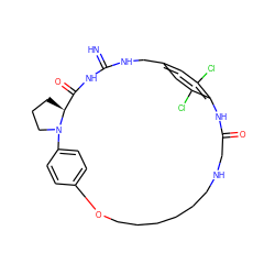 N=C1NCc2cc(Cl)c(c(Cl)c2)NC(=O)CNCCCCCCOc2ccc(cc2)N2CCC[C@H]2C(=O)N1 ZINC000473153592