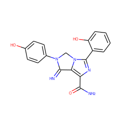 N=C1c2c(C(N)=O)nc(-c3ccccc3O)n2CN1c1ccc(O)cc1 ZINC000049113337