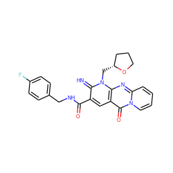 N=c1c(C(=O)NCc2ccc(F)cc2)cc2c(=O)n3ccccc3nc2n1C[C@@H]1CCCO1 ZINC000100426213