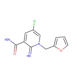 N=c1c(C(N)=O)cc(Cl)cn1Cc1ccco1 ZINC000203063003