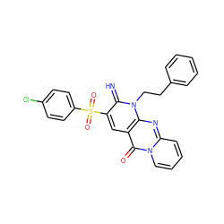 N=c1c(S(=O)(=O)c2ccc(Cl)cc2)cc2c(=O)n3ccccc3nc2n1CCc1ccccc1 ZINC000006174312