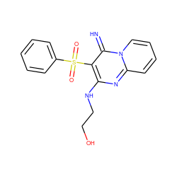 N=c1c(S(=O)(=O)c2ccccc2)c(NCCO)nc2ccccn12 ZINC000103268198