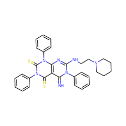 N=c1c2c(=S)n(-c3ccccc3)c(=S)n(-c3ccccc3)c2nc(NCCN2CCCCC2)n1-c1ccccc1 ZINC000103165492