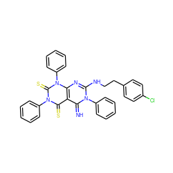 N=c1c2c(=S)n(-c3ccccc3)c(=S)n(-c3ccccc3)c2nc(NCCc2ccc(Cl)cc2)n1-c1ccccc1 ZINC000103165483